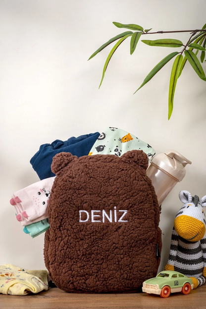 [WE EMBROIDERY THE NAME YOU WANT] - Plush Teddy Bear Backpack, 0-8 Years - Nursery, Kindergarten Children's Backpack