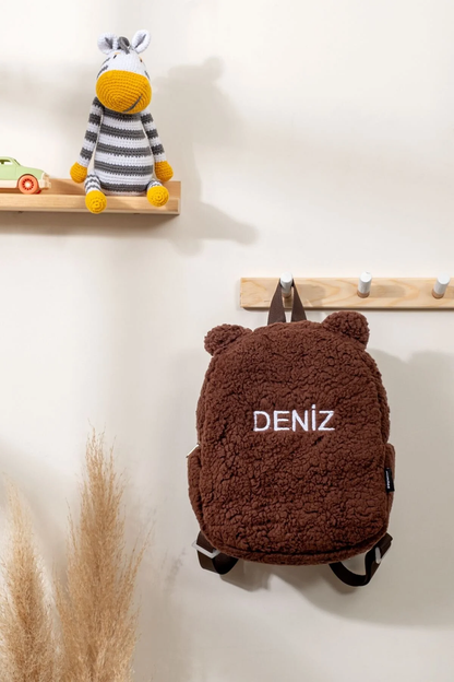 [WE EMBROIDERY THE NAME YOU WANT] - Plush Teddy Bear Backpack, 0-8 Years - Nursery, Kindergarten Children's Backpack