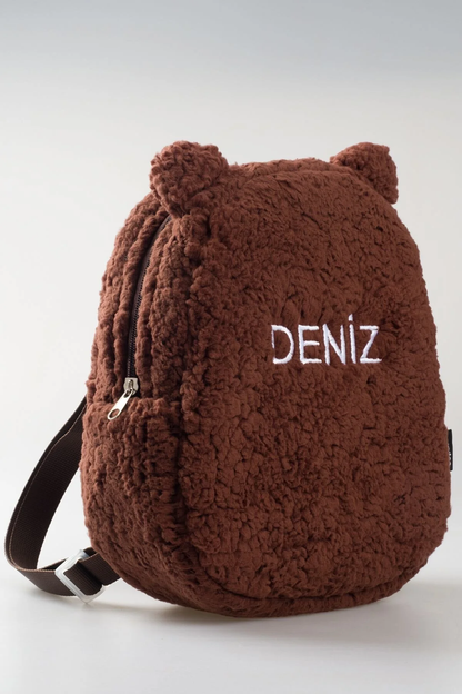 [WE EMBROIDERY THE NAME YOU WANT] - Plush Teddy Bear Backpack, 0-8 Years - Nursery, Kindergarten Children's Backpack