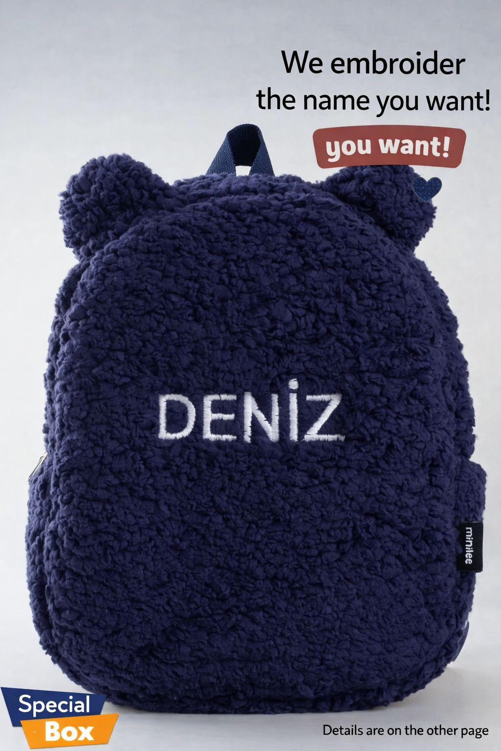 [WE EMBROIDERY THE NAME YOU WANT] - Plush Teddy Bear Backpack, 0-8 Years - Nursery, Kindergarten Children's Backpack
