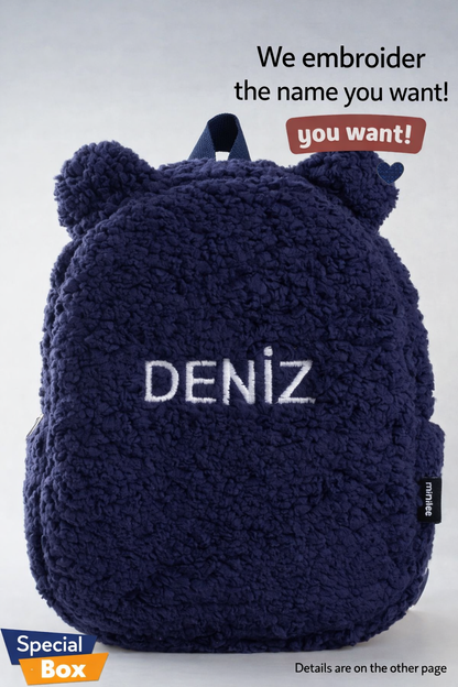 [WE EMBROIDERY THE NAME YOU WANT] - Plush Teddy Bear Backpack, 0-8 Years - Nursery, Kindergarten Children's Backpack